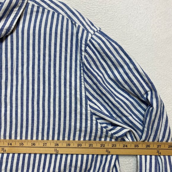 Banana Republic Untucked Shirt Mens XL White Linen Blend Striped Button Down - Picture 4 of 9